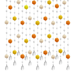 新款藤球水晶珠帘挂帘客厅隔断帘帘子卧室门帘玄关装饰免打孔珠帘