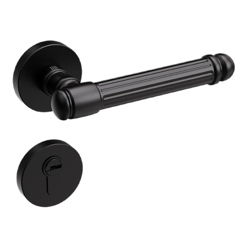 名门静音法式门锁室内卧室房门锁实木门分体锁具金色黑色门把手