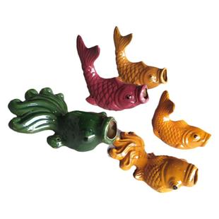 陶瓷金鱼排水口房顶出水鱼嘴琉璃瓦外墙喷泉鲤鱼屋顶喷水滴水挂件