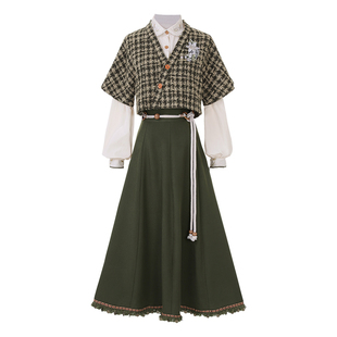 湘灵汉元素通勤轻汉服国风原创套装改良半臂新中式女装小个子日常