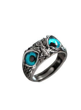 猫头鹰戒指男士开口可调节情侣