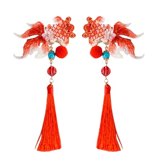 新年红色儿童发夹女宝蝴蝶结对夹小女孩拜年过年夹子侧边马年头饰