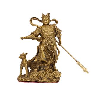 纯铜二郎神佛像摆件家用供奉哮天犬二郎真君杨戬神像办公室装饰品