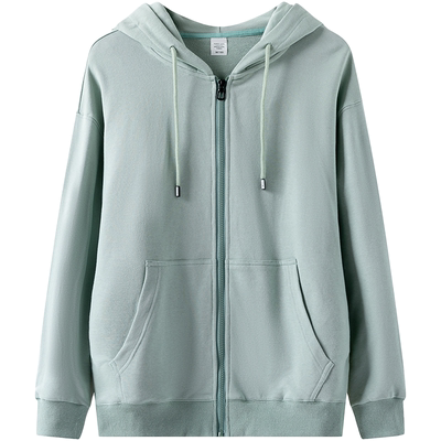 落肩毛圈拉链卫衣定制印logo宽松