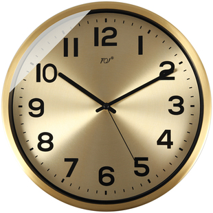 TQJ轻奢黄铜静音挂钟客厅卧室家用时钟挂墙表简约创意时尚石英钟