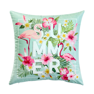 北欧现代新田园火烈鸟粉色荷兰绒抱枕套美式客厅护腰沙发靠含芯