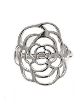 玫瑰925纯银宽戒指日韩可调节女