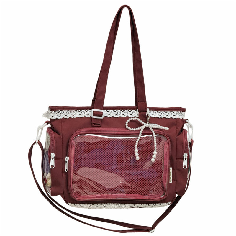 日系二次元漫展痛包娃包女学生上课通勤单肩托特包蕾丝花边斜挎包
