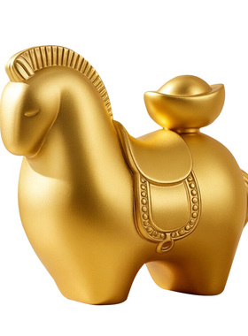 铜马上有钱马摆件招财工艺品