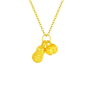 老凤祥好事花生黄金项链女款足金柿子花生吊坠纯金生日礼物送女友