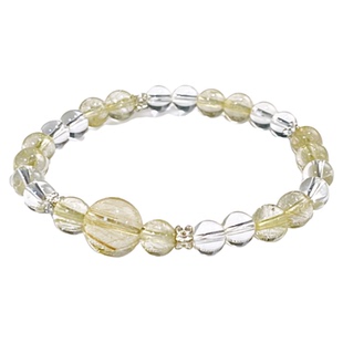 「纳金」天然金发晶白水晶补金土转运珠手串女轻奢气质s925银手链