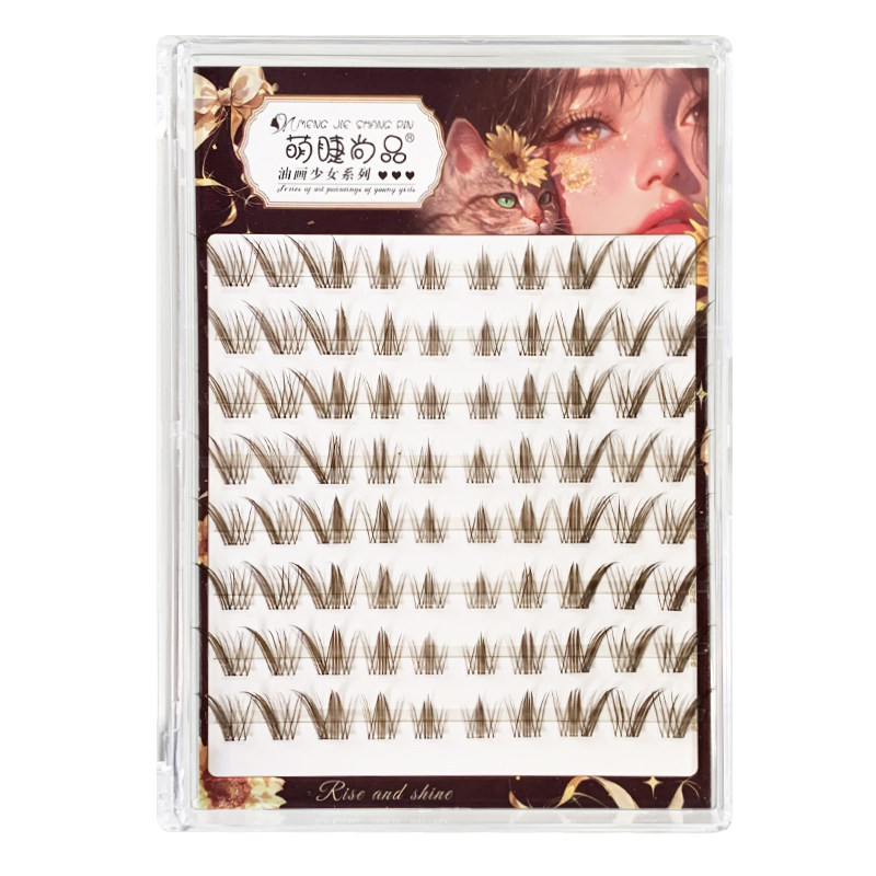 免胶深棕双尾狐假睫毛！萌睫尚品九尾兔自然斜飞款狐系眼睫毛仿真