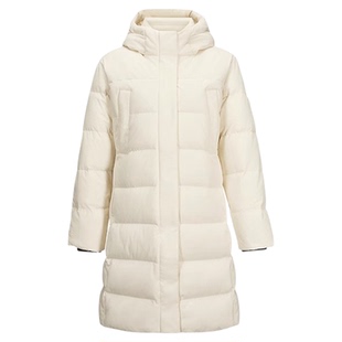 斯凯奇冬季女款运动羽绒服长款连帽舒适保暖轻盈时尚潮流百搭优雅
