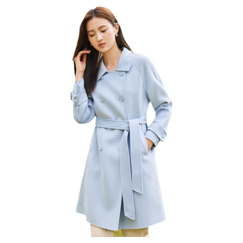 羊毛双面呢中长款通勤显瘦大衣女