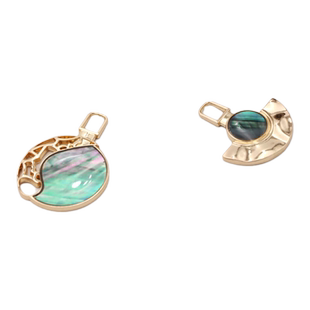 华星高档金属拉头天然贝壳拉链头背包拉片吊坠diy辅料拉锁头装饰