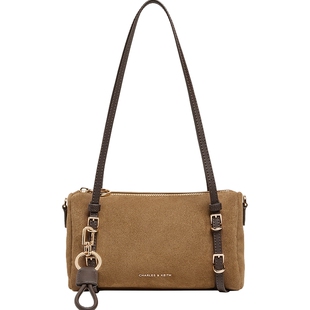 CHARLES&KEITH26秋新款CK2-20151613-2复古绒面腋下包波士顿包
