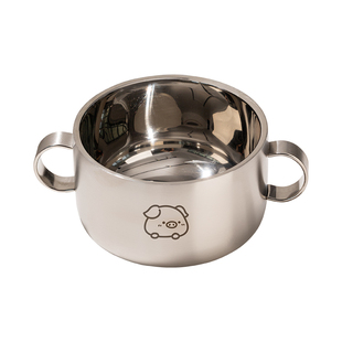 316不锈钢儿童碗宝宝吃饭专用碗辅食餐具带盖小学生汤碗双耳碗