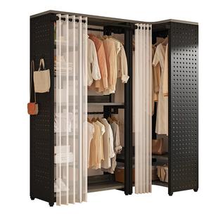 开放式衣帽间金属洞洞板转角衣帽架家用落地步入式衣柜挂衣架防尘