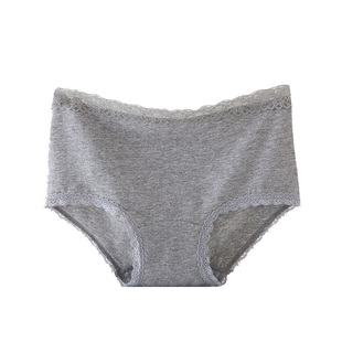 简约日单内裤女纯棉大码中腰舒适蕾丝边无痕包臀女士三角裤头透气