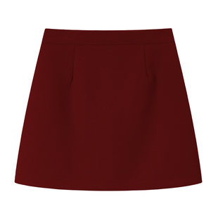 通勤职业红色西装半身裙女秋季大码气质百搭显高显瘦a字包臀短裙