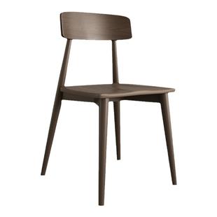 北欧复古实木餐椅现代简约家用椅子法式极简胡桃色高级原木餐桌椅