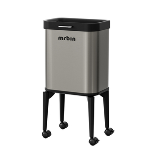 麦桶桶客厅高脚垃圾桶不锈钢轻奢家用可移动无盖高档厨房大卫生桶