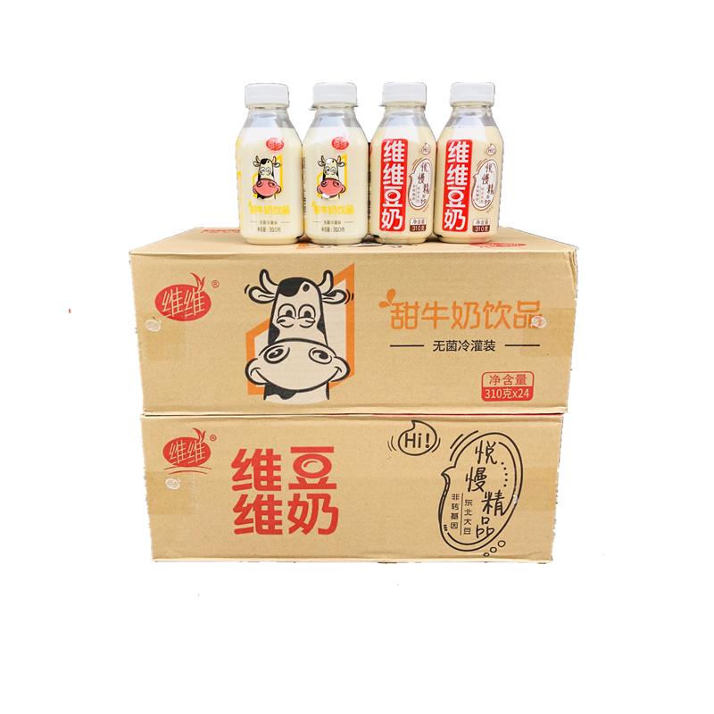 维维豆奶非转基因东北大豆310gX12瓶/24瓶整箱 甜牛奶饮品早餐奶