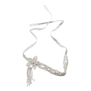 中世纪盖茨比风闪钻花朵流苏发带轻奢小众高级感绑绳发箍舞会头饰