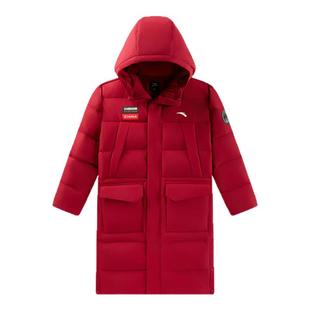 安踏儿童男女中长羽绒服2025冬上新舒适保暖中大童四防连帽羽绒服