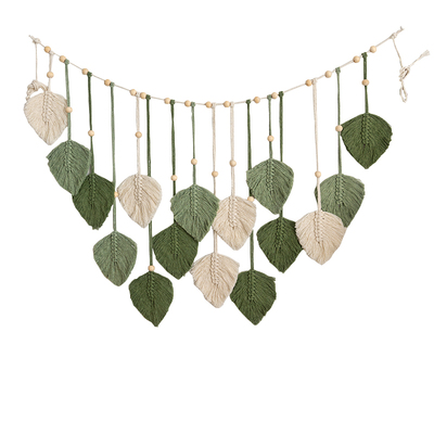 绿色叶子编织挂毯儿童房幼儿园奶茶店客厅墙面挂件装饰品壁挂拉旗