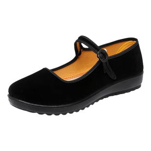 老北京布鞋女鞋平底单鞋上班鞋防滑酒店工作鞋软底跳舞妈妈鞋大码