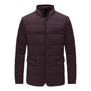 KL197凯LAI换季断码清仓中老年男士立领暗红色90.9％白鸭绒羽绒服