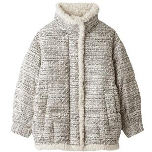 SNIDEL秋冬仿羊羔绒小香风粗花呢面包羽绒服SWFC235032