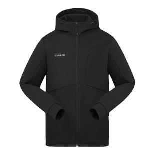 探路者外套男秋冬户外防风加绒保暖上衣休闲旅行连帽弹力男士开衫