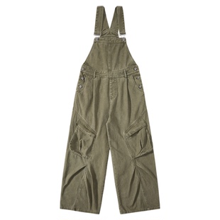 Easepure 美式复古工装牛仔背带裤男女宽松阔腿连体裤直筒长裤潮