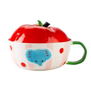 可爱釉下彩陶瓷泡面碗带盖食堂打饭个人专用学生面碗手柄碗吃面碗