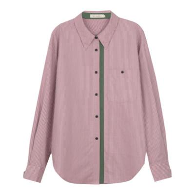 solighter法式撞色竖条纹衬衫