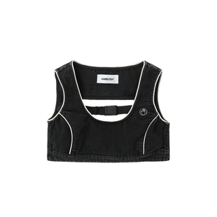 IT AMBUSH女装短款牛仔背心新款时尚甜酷饰袢扣水洗胸衣P001S2XM