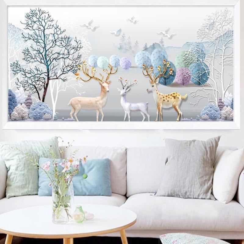 5D钻石画满钻发财鹿十字绣钻石贴钻点钻客厅钻石绣砖石画卧室