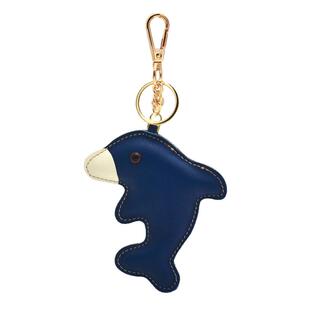 真皮【小海豚】北欧包挂件头层牛皮钥匙扣海洋车内饰手帐书签礼物