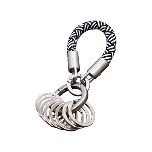 高级感钛原色合金钥匙扣多环扣管理分类编织绳钥匙串整理耐用挂件