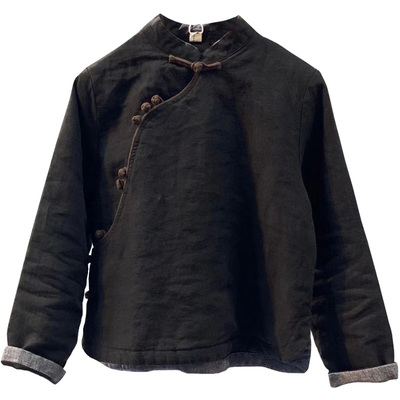 古与色复古斜襟百搭国风麻料棉衣