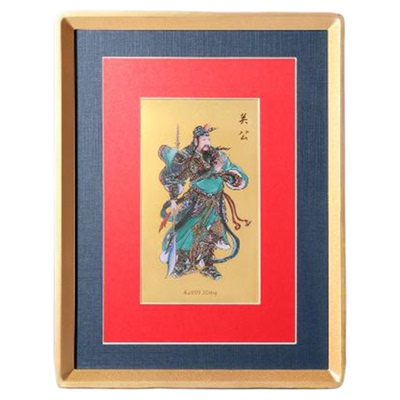 办公室茶室创意金箔画摆台足金画