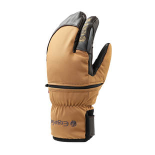 日本松冈龙虾滑雪手套真皮加厚吸湿防水单双板三指手套新款