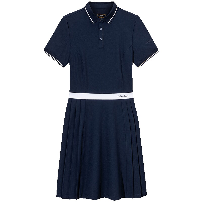 安踏速干连衣裙 | 女运动夏季polo短袖百褶半身裙子162527205