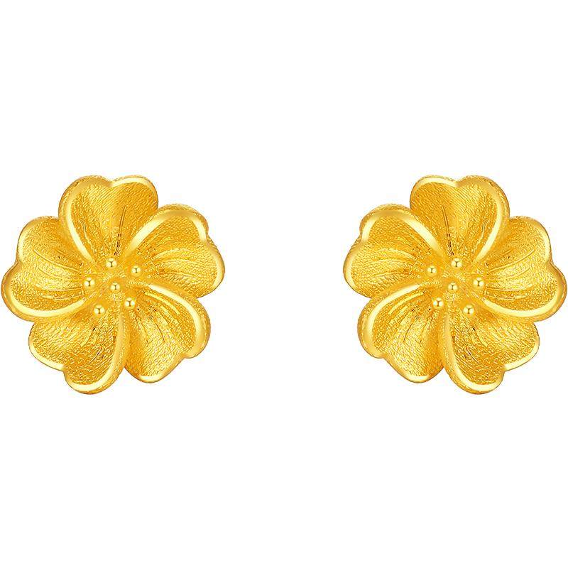 周六福黄金计价足金灼灼桃花约耳饰公主嫁期指南系列新年礼物