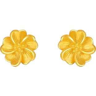 周六福黄金计价足金灼灼桃花约耳饰公主嫁期指南系列新年礼物