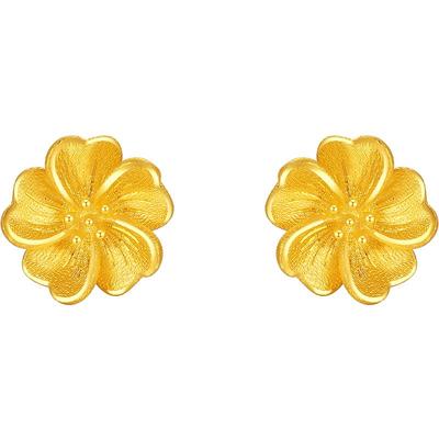 周六福黄金计价足金灼灼桃花约耳饰公主嫁期指南系列圣诞礼物