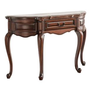 美式全实木玄关桌半圆玄关台欧式沙发背几门厅玄关柜复古靠墙供桌