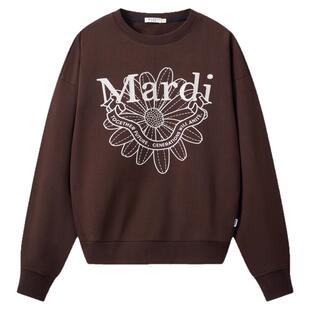 MARDI小雏菊卫衣女装新款女士圆领套头宽松休闲百搭上衣棕色少女